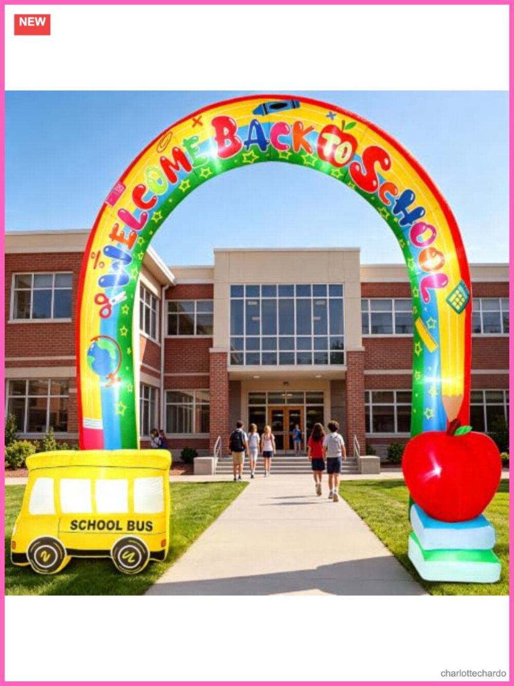9ft Back to School Inflatables Arch with LED Lights - Outdoor Blow up Archway